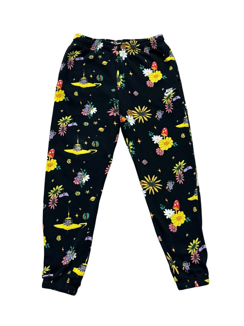 NIKE Sportswear Club Fleece Sweat Pants Outer Space Print Joggers Black Medium